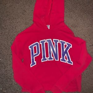 XS PINK cropped hooded sweatshirt